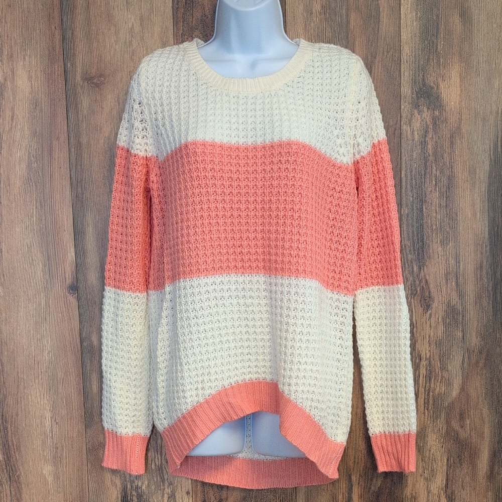 Rue21 Cream and Coral Knit Sweater M                 R220